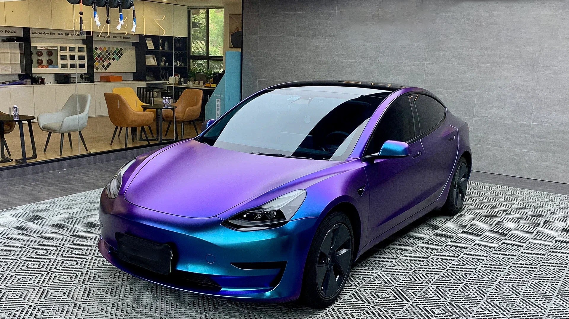 Satin Chameleon Purple Blue - Milliotone car wrap vinyl film